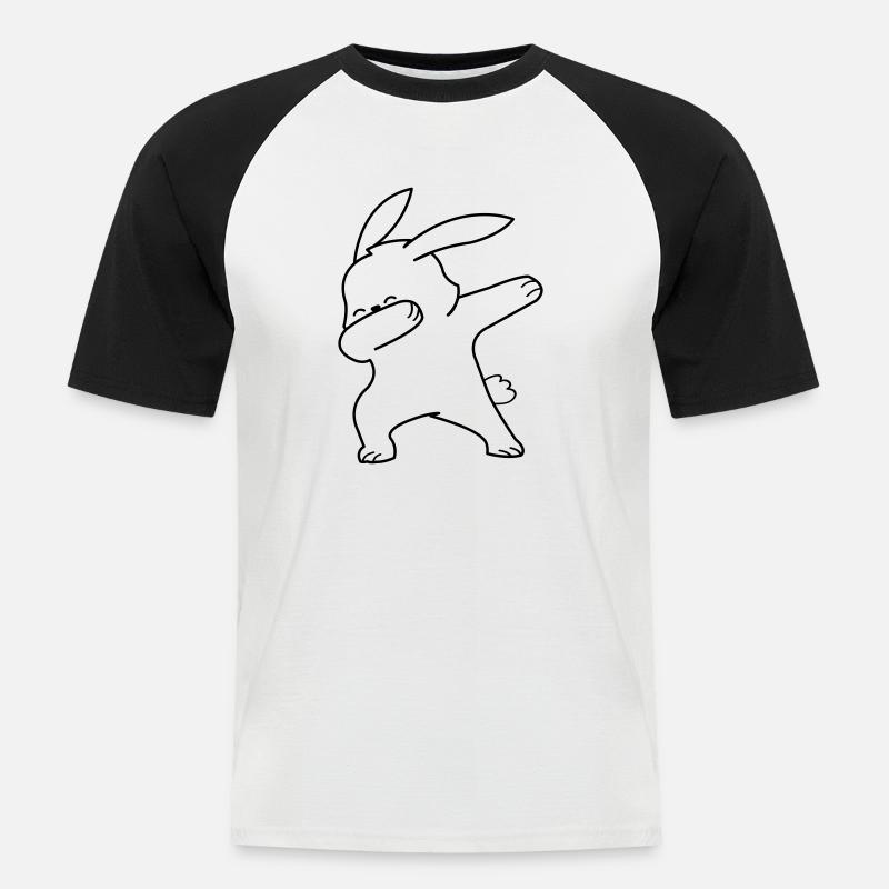 dabbing rabbit - Männer Baseball-T-Shirt - Weiß/Schwarz
