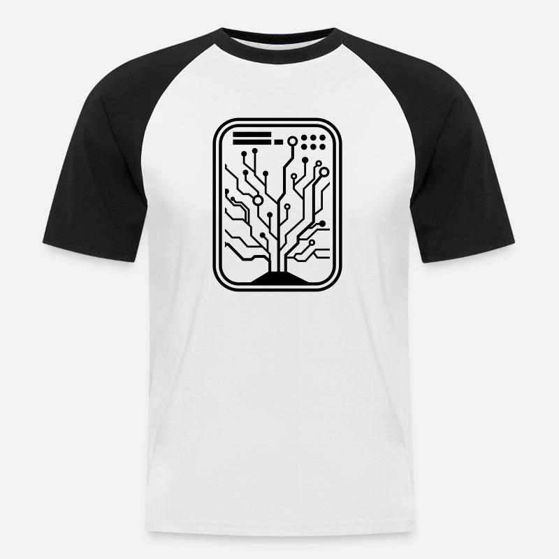 micro chip - Männer Baseball-T-Shirt - Weiß/Schwarz