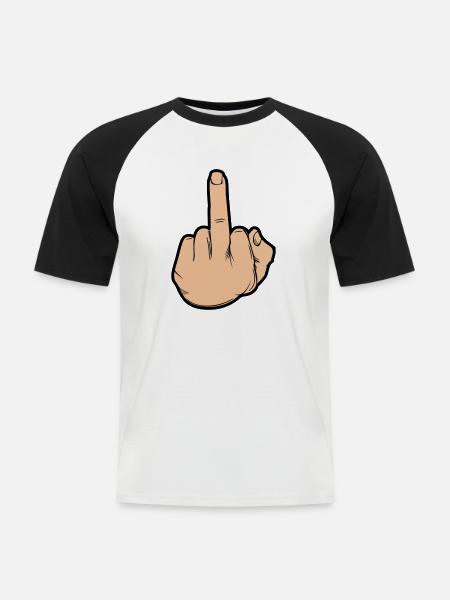 hand mittelfinger - Männer Baseball-T-Shirt - Weiß/Schwarz