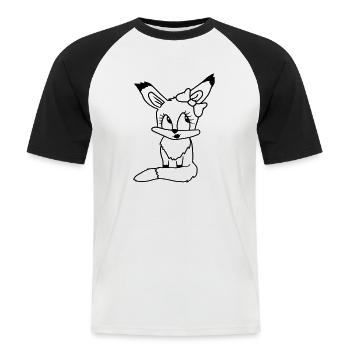 renard femelle fille jolie arc femme belle - T-shirt baseball manches courtes Homme - blanc/noir - Devant - Nik (191cm)