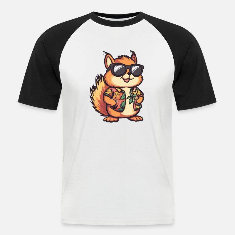 Squirrel Comic Funny Summer - Men's Baseball T-Shirt - white/black