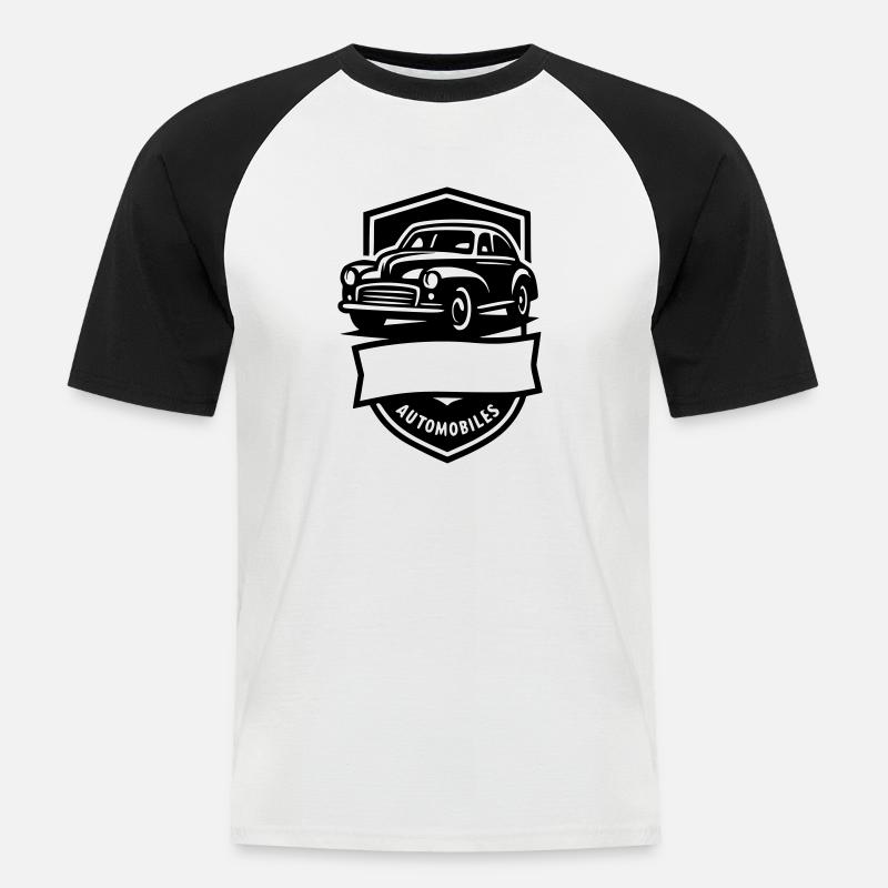 Oldtimer Automobil - Männer Baseball-T-Shirt - Weiß/Schwarz