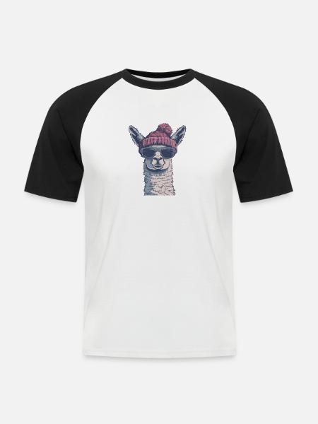 Chilllama Deluxe - Männer Baseball-T-Shirt - Weiß/Schwarz
