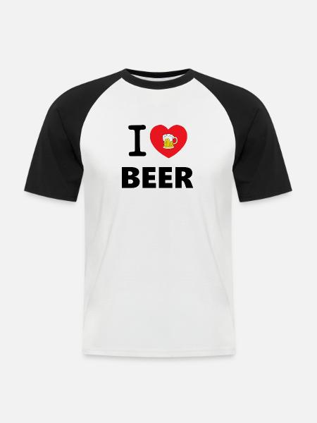 I LOVE BEER - Männer Baseball-T-Shirt - Weiß/Schwarz