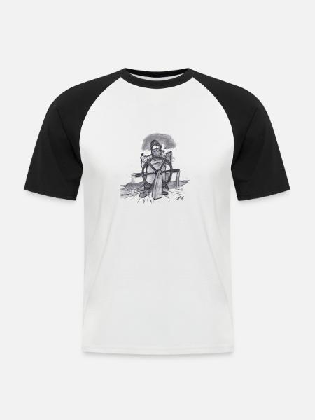Seemann #NorddeutscheKunst - Männer Baseball-T-Shirt - Weiß/Schwarz