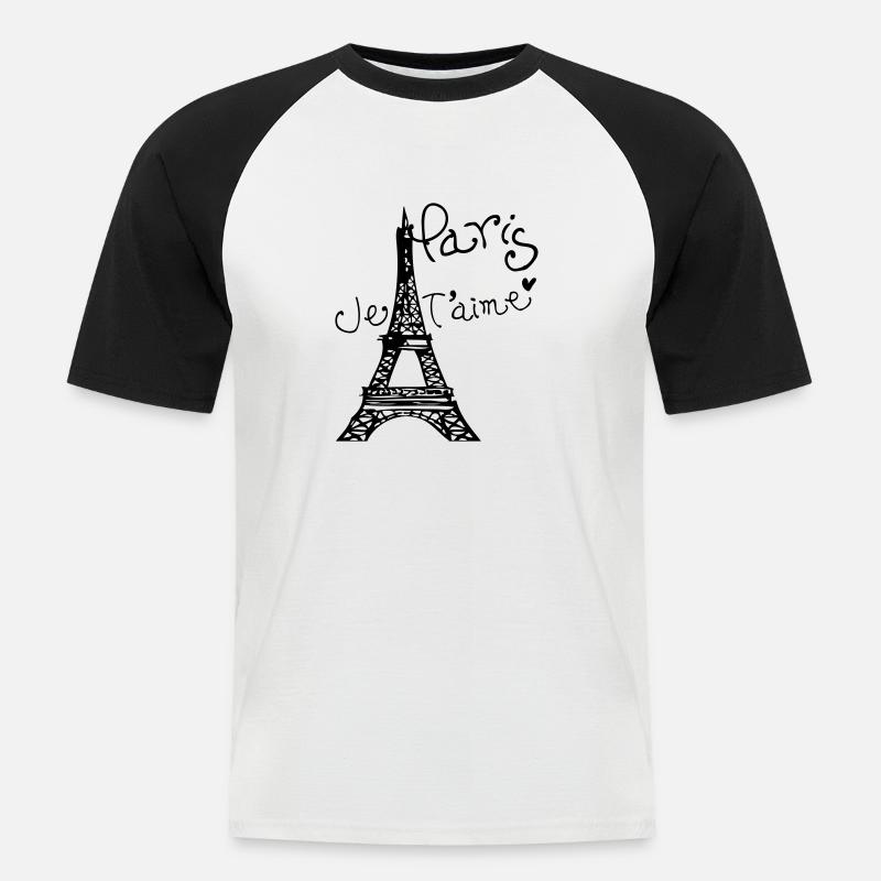 Paris Je T'aime Eiffel tower - Men's Baseball T-Shirt - white/black