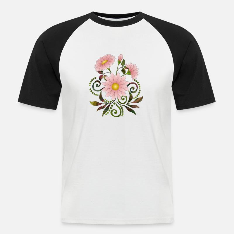 Flowers - Men's Baseball T-Shirt - white/black