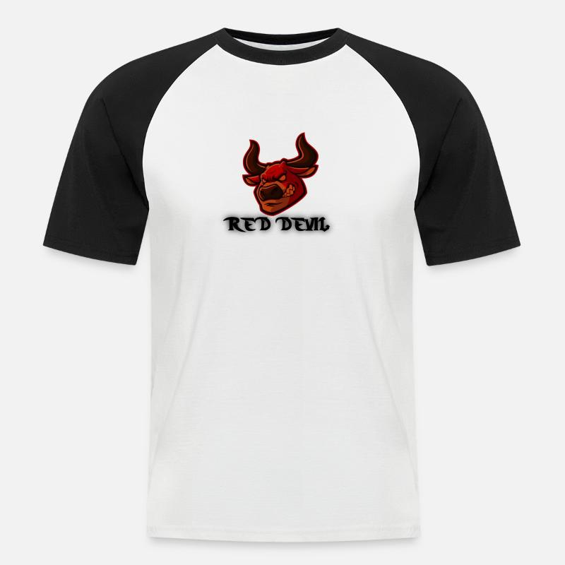 RED DEVIL by cheerzstore - Männer Baseball-T-Shirt - Weiß/Schwarz