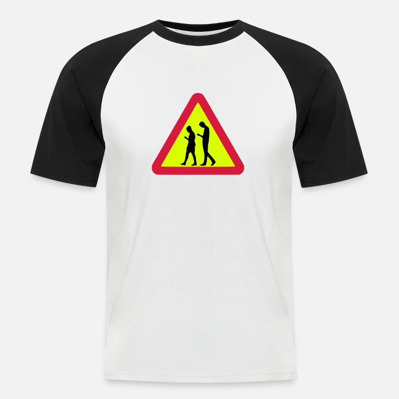Smombie - Männer Baseball-T-Shirt - Weiß/Schwarz