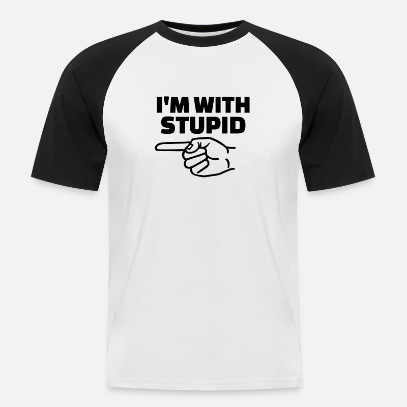 Stupid - Männer Baseball-T-Shirt - Weiß/Schwarz
