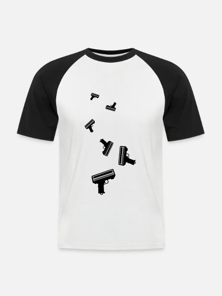 Waffe Money Rain - Männer Baseball-T-Shirt - Weiß/Schwarz