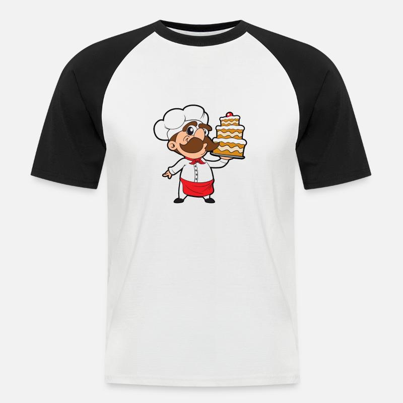 Cake baker bakery baking - Men's Baseball T-Shirt - white/black
