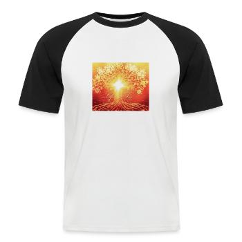 Arbre de vie - T-shirt baseball manches courtes Homme - blanc/noir - Devant - Nik (191cm)