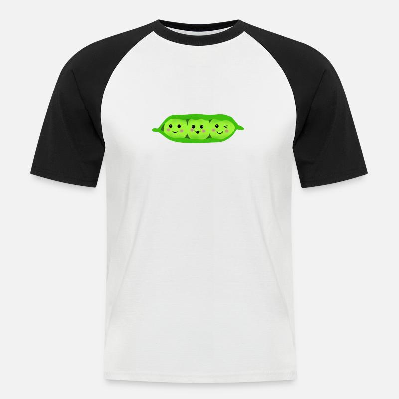 three pea in a pod - Männer Baseball-T-Shirt - Weiß/Schwarz