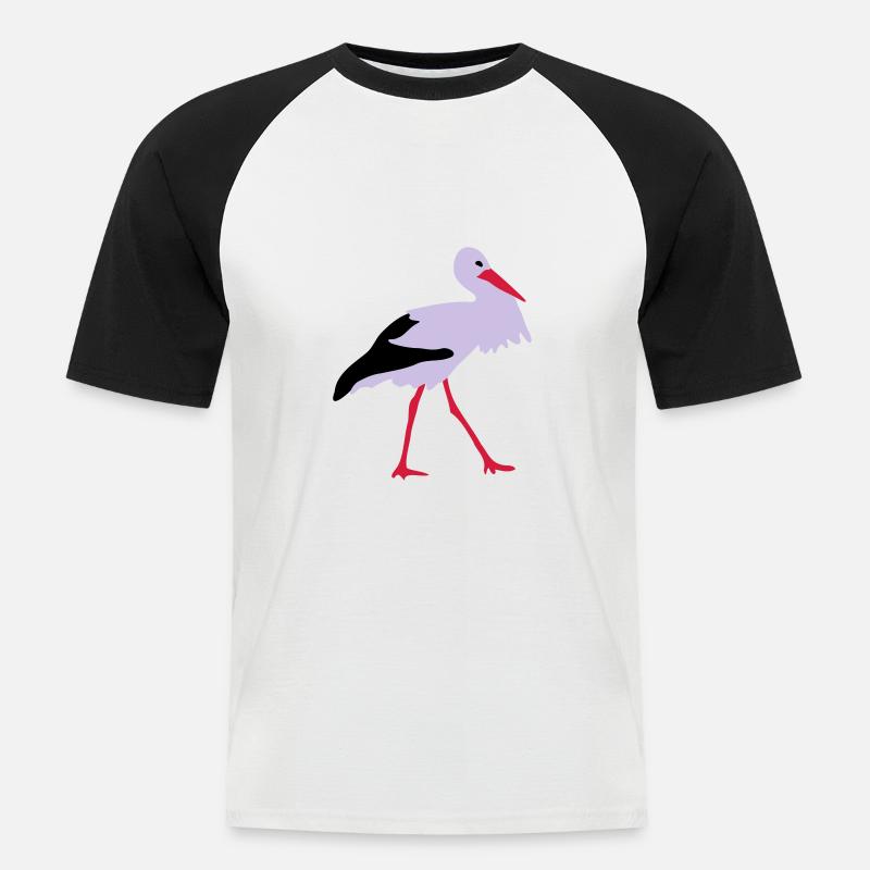 Storch - Männer Baseball-T-Shirt - Weiß/Schwarz