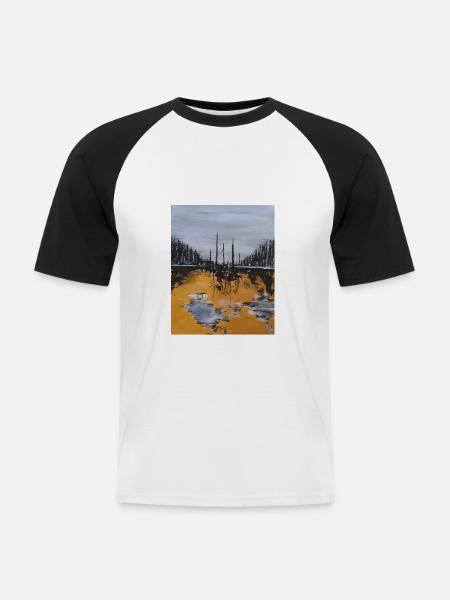 Mysterious sea painting - Männer Baseball-T-Shirt - Weiß/Schwarz