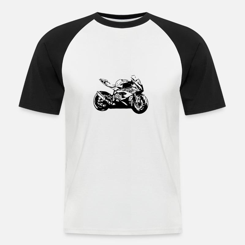 Motorrad - Männer Baseball-T-Shirt - Weiß/Schwarz