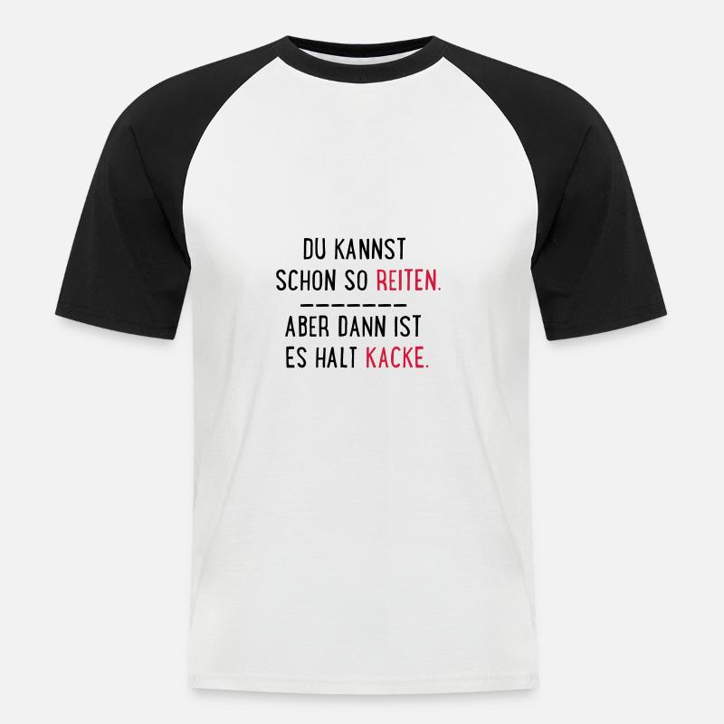 kacke reiten - Männer Baseball-T-Shirt - Weiß/Schwarz