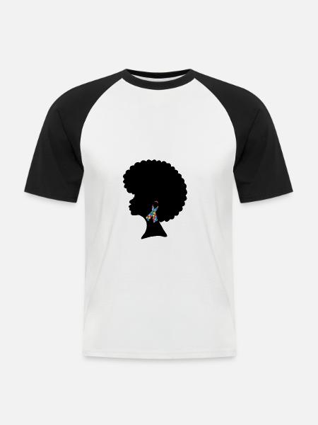 Schwarze Frau Mit Autismushemd - Männer Baseball-T-Shirt - Weiß/Schwarz