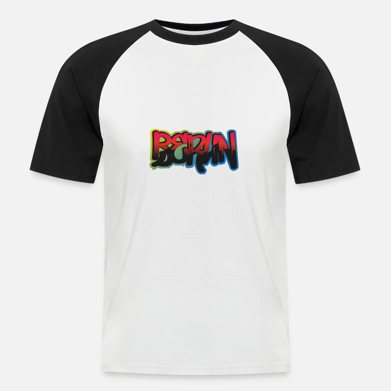 Stadt Berlin Graffiti - Männer Baseball-T-Shirt - Weiß/Schwarz