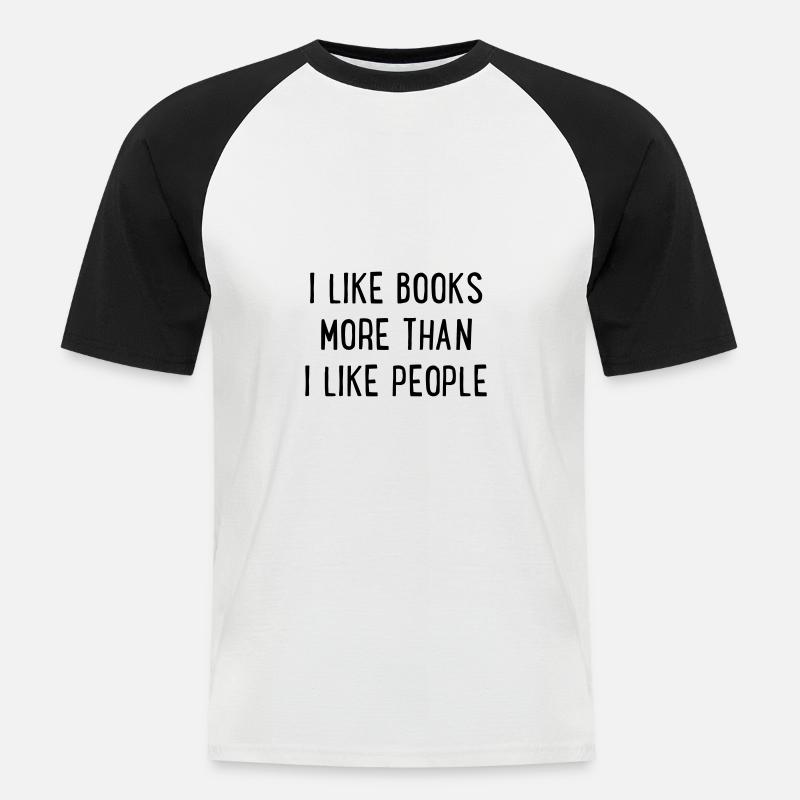 Bücher - Männer Baseball-T-Shirt - Weiß/Schwarz