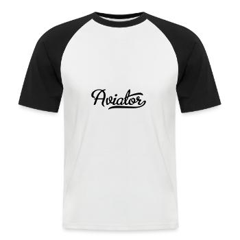 Aviator - Männer Baseball-T-Shirt - Weiß/Schwarz - Vorne - Nik (191cm)
