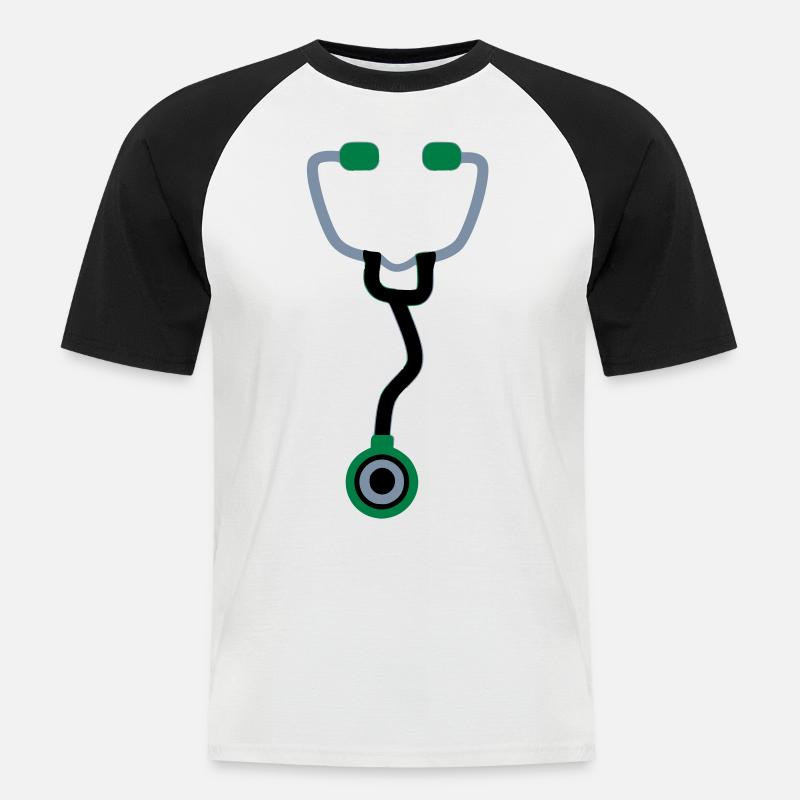 Stetoskop - Männer Baseball-T-Shirt - Weiß/Schwarz