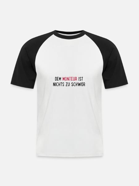 monteur - Männer Baseball-T-Shirt - Weiß/Schwarz
