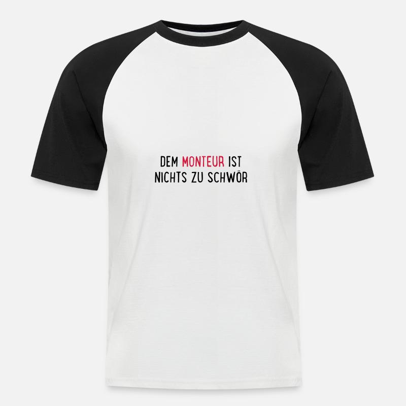 monteur - Männer Baseball-T-Shirt - Weiß/Schwarz