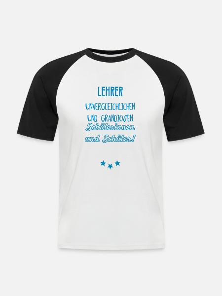 Bester Lehrer Shirt - Männer Baseball-T-Shirt - Weiß/Schwarz