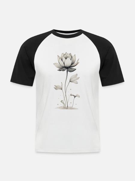 Lotus Blossom Water Lily - Men's Baseball T-Shirt - white/black