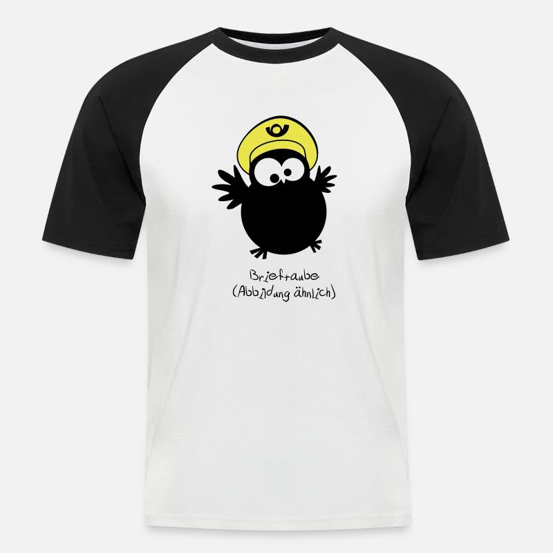 EULE // Brieftaube (Abbildung ähnlich) - Männer Baseball-T-Shirt - Weiß/Schwarz
