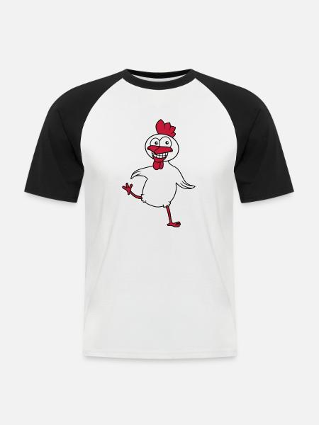 Funny Chicken - Men's Baseball T-Shirt - white/black