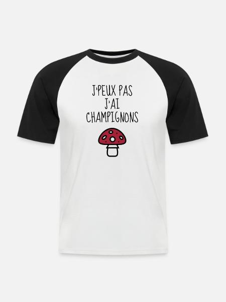 Mushroom / Champignon / Pilz / Picking - Men's Baseball T-Shirt - white/black