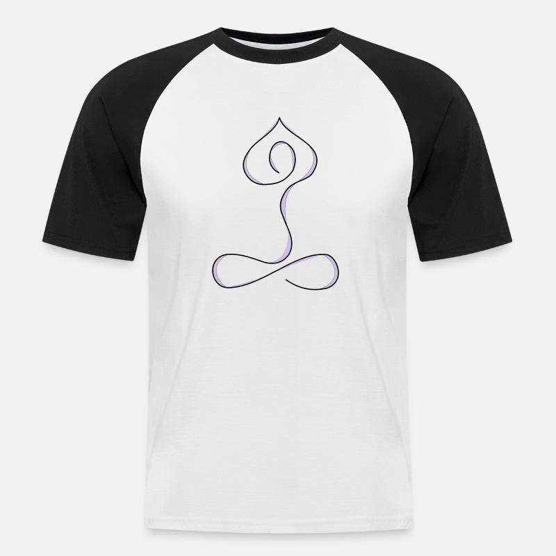 Yogahaltung - Männer Baseball-T-Shirt - Weiß/Schwarz