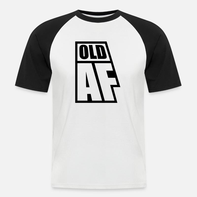 old AF Text Logo - Männer Baseball-T-Shirt - Weiß/Schwarz