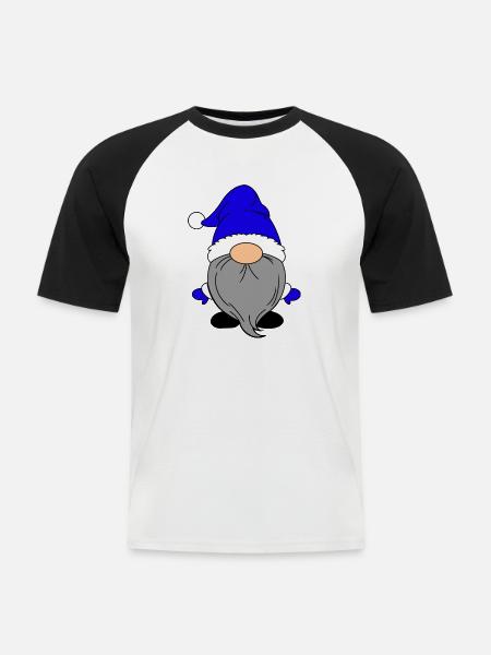 Kleiner Weihnachtsmann Dunkelblau - Männer Baseball-T-Shirt - Weiß/Schwarz