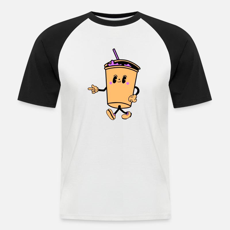 drink cartoon - Männer Baseball-T-Shirt - Weiß/Schwarz