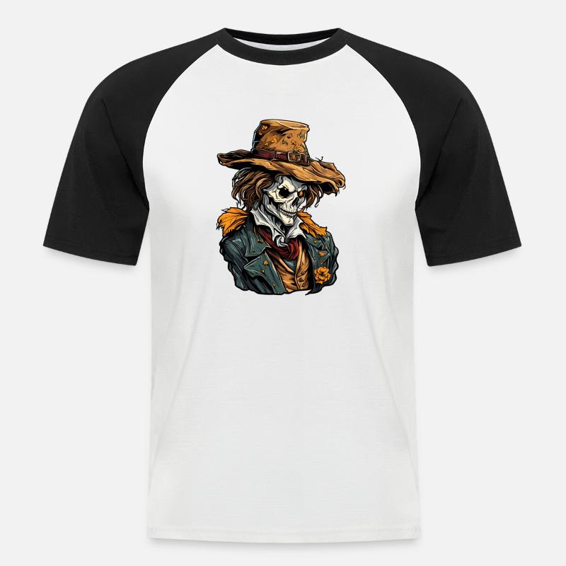 Vogelscheuche / Erntehelfer / Maisfeld / Feld - Männer Baseball-T-Shirt - Weiß/Schwarz