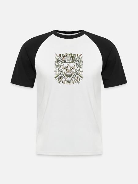 Militær magt: Kraniesoldat - Kortærmet herre-baseballshirt - hvid/sort