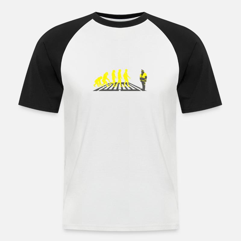 Schülerlotse Evolution Geschenk helfen schule - Männer Baseball-T-Shirt - Weiß/Schwarz