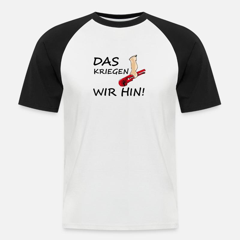 Das kriegen wir hin! black - Männer Baseball-T-Shirt - Weiß/Schwarz
