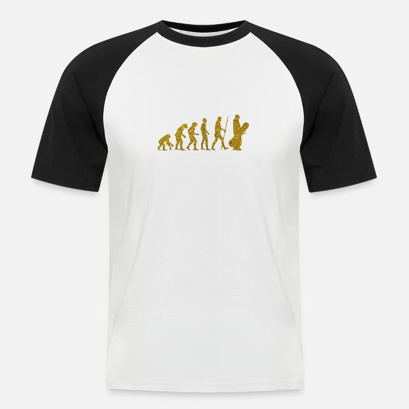 Evolution Snowboard Golden Glitter Effekt - Männer Baseball-T-Shirt - Weiß/Schwarz