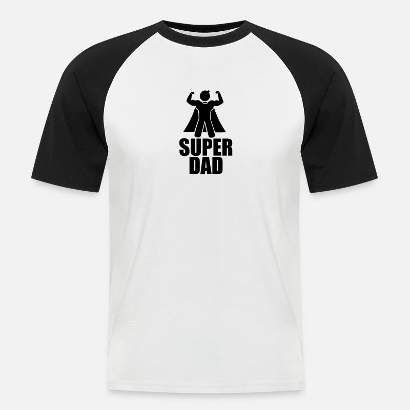 "SUPER DAD" Tshirt - Geschenkidee - Männer Baseball-T-Shirt - Weiß/Schwarz