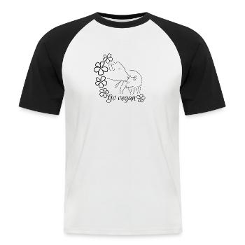Go vegan-Mutterliebe Kuh - Männer Baseball-T-Shirt - Weiß/Schwarz - Vorne - Nik (191cm)