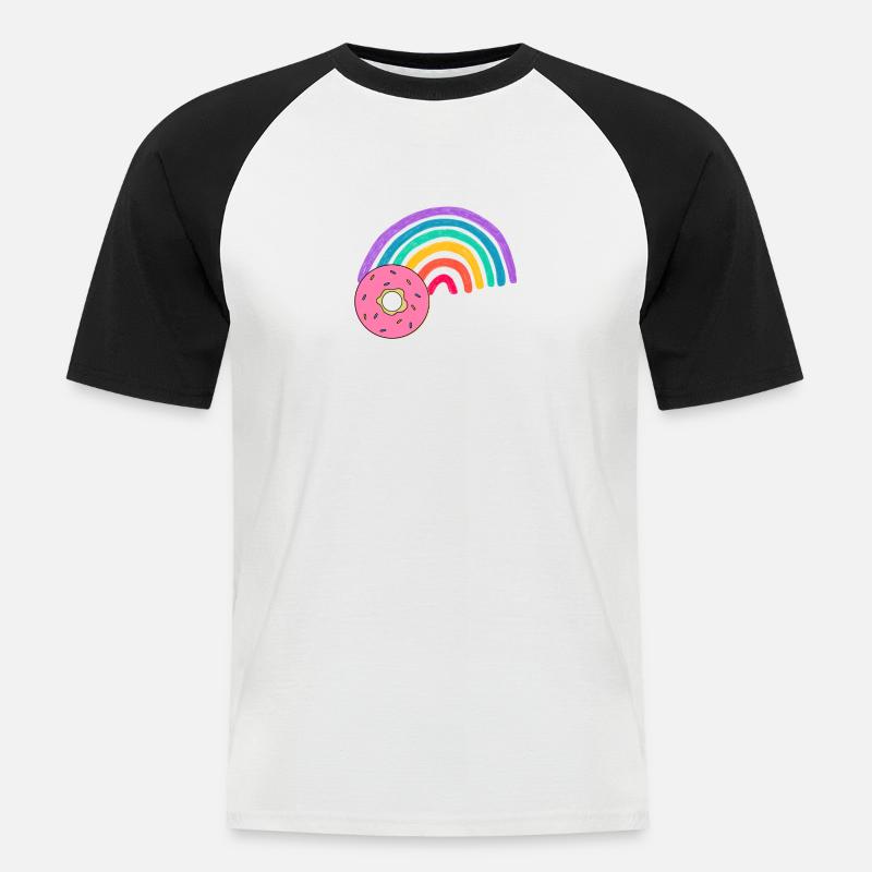 rainbow doughnut - Männer Baseball-T-Shirt - Weiß/Schwarz