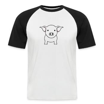 Charming Baby Pig - Men's Baseball T-Shirt - white/black - Front - Nik (191cm)
