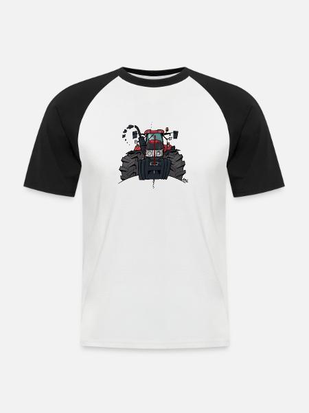 Tracteur rouge 0354 - T-shirt baseball manches courtes Homme - blanc/noir