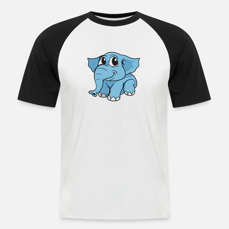 Elephant Elefant - Männer Baseball-T-Shirt - Weiß/Schwarz