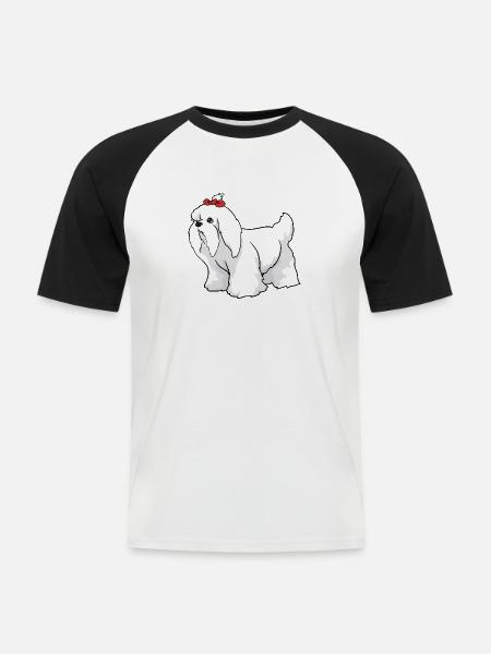 Maltese dog - Men's Baseball T-Shirt - white/black